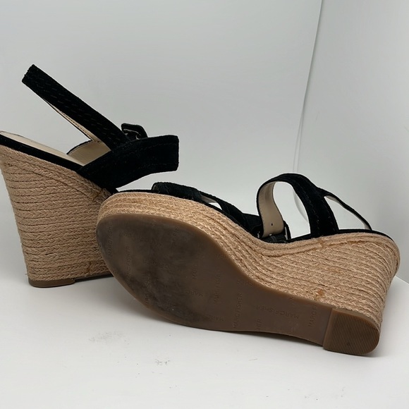 Marc Fisher Hippie 2 Black Suede Espadrille Boho Wedge Heel Sandals Size 8M - Picture 8 of 10